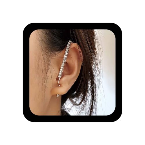 Xduargs Boho Cz Ohr Climber Ohrringe Silber Kristall Ohr Bar Wrap Ohrringe Vintage Manschette Haken Nadel Piercing Ohrring Punk Cz Edgy Pin Einzigen Ohrstecker Schmuck Für Frauen von Xduargs