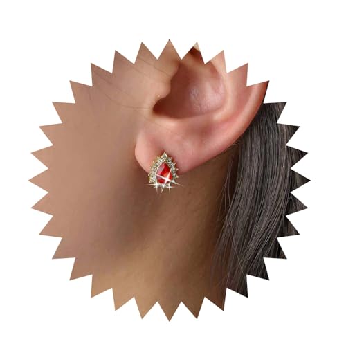 Xduargs Boho Cz Tropfen Ohrringe Rot Edelstein Tropfen Ohrstecker Vintage Funkelnd Rubin Tropfen Ohrringe Hochzeit Kubischer Zirkonia Tropfen Ohrring Schmuck Für Frauen von Xduargs