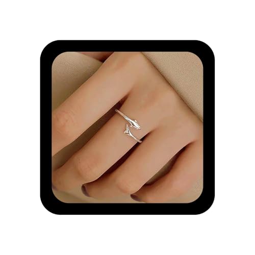 Xduargs Boho Delphin Fingerring Silber Niedlich Ozean Tier Offene Knöchel Ringe Vintage Delphin Offene Spirale Ring Minimalistische Tier Band Ringe Schmuck Für Frauen von Xduargs