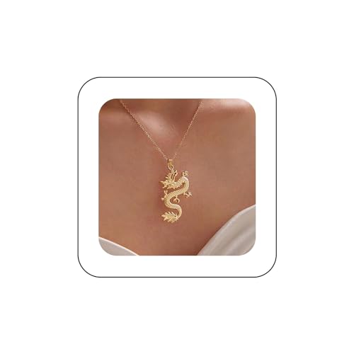 Xduargs Boho Drache Anhänger Halskette Vintage Sternzeichen Drache Halskette Gold Drache Choker Halskette Punk Tier Drachen Kette Halskette Schmuck Für Frauen Und Mädchen von Xduargs