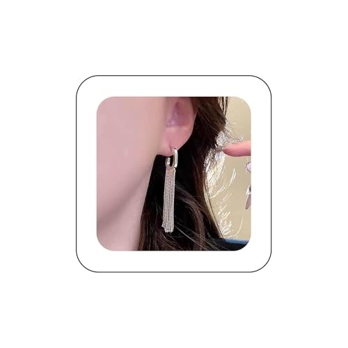 Xduargs Boho Fransen Kette Baumeln Ohrringe Silber Lineare Quaste Vintage Funkelnde Wasserfall C Form Lange Tropfen Schmuck Für Frauen von Xduargs