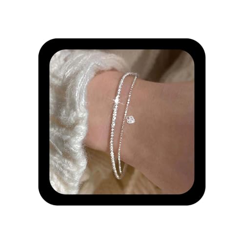 Xduargs Boho Funkelnde Kette Armband Silber Bling Kette Hand Armband Vintage Geschichtet Herz Baumeln Armbänder Liebe Einstellbar Sklave Link Armbänder Schmuck Für Frauen von Xduargs