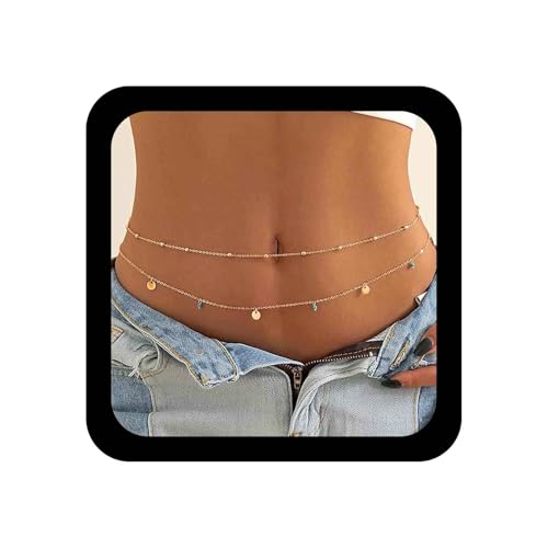 Xduargs Boho Geschichtet Türkis Taille Kette Gold Münze Scheibe Taille Gürtel Vintage Pailletten Quaste Bauch Kette Sommer Strand Dünne Ketten Zubehör Schmuck Für Frauen von Xduargs