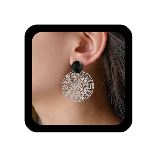 Xduargs Boho Große Blume Baumeln Ohrringe Silber Filigranen Kreis Ohrstecker Vintage Hohle Blume Tropfen Ohrringe Personalisierte Kreis Floral Ohrring Schmuck Für Frauen von Xduargs