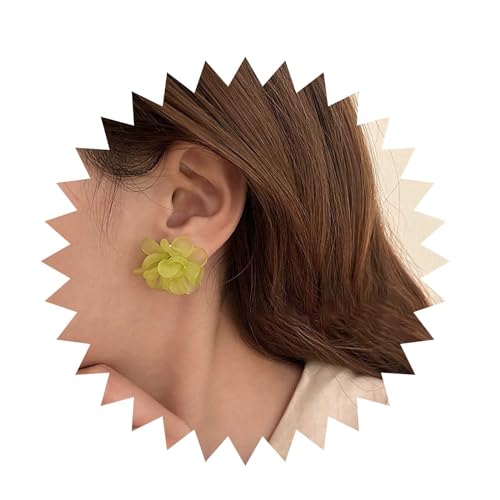 Xduargs Boho Grün Acryl Blume Ohrringe Vintage Gefrostet Blume Ohrringe Grün Matt Blume Ohrstecker Harz Blütenblatt Blume Aussage Ohrringe Schmuck Für Frauen Und Mädchen von Xduargs