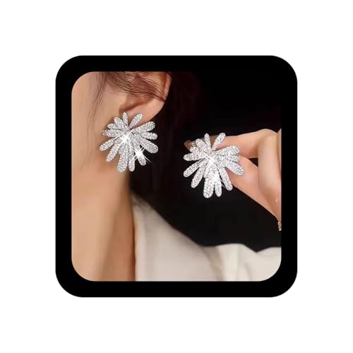 Xduargs Boho Kristall Blume Ohrringe Silber Strass Blume Ohrstecker Vintage Cz Gepflastert Floral Ohrring Glänzend Cz Feuerwerk Erklärung Ohrring Für Frauen von Xduargs
