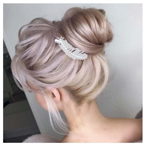 Xduargs Boho Kristall Feder Haarspange Silber Entenschnabel Clip Haarnadel Vintage Glitzer Feder Manschette Barrette Elegante Hochzeit Pin Seite Clip Dekorative Haarschmuck Für Frauen Kopfschmuck von Xduargs