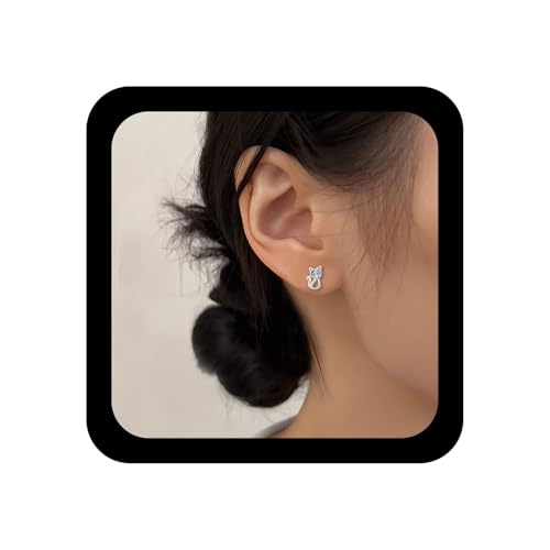 Xduargs Boho -Kristall -Katzenohrringe Strass -Katzenohrringe Little Animal Stud Winziger süßer schöner Tierstut Für Frauen von Xduargs