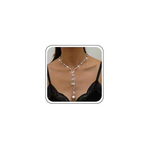 Xduargs Boho Kristall Lariat Y Halskette Vintage Kristall Perle Y Tropfen Halskette Silber Strass Perle Y Halskette Funkelnde Cz Kristall Hochzeit Braut Halskette Schmuck Für Frauen von Xduargs