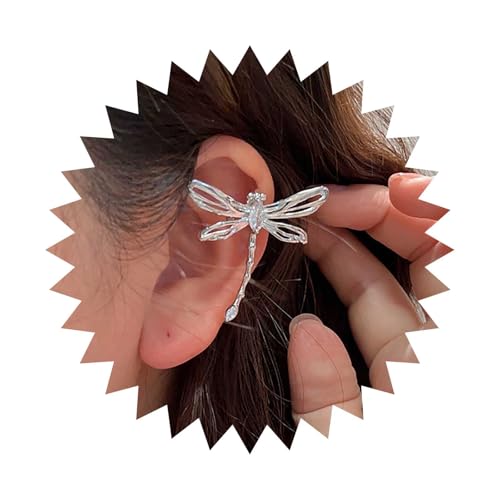 Xduargs Boho Kristall Libelle Ohr Manschette Ohrringe Silber Tier Manschette Clip Auf Ohrringe Vintage Libelle Manschette Knorpel Ohrring Kein Piercing Clip Schmuck Für Frauen von Xduargs