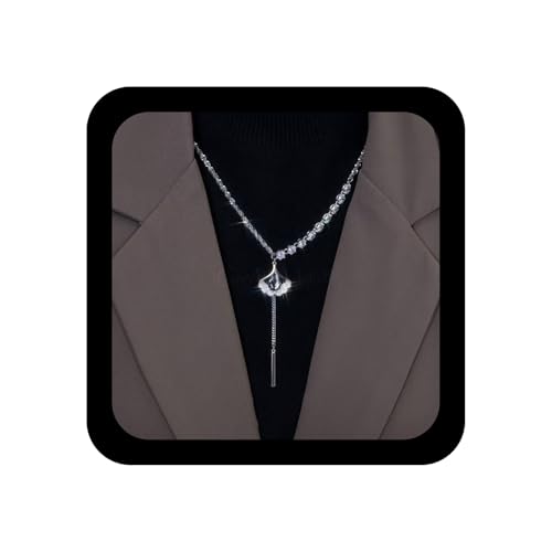 Xduargs Boho Kristall Y Tropfen Halskette Silber Strass Y Halskette Vintage Ginkgo Blatt Halsketten Funkelnde Ginkgo Blätter Halsketten Kette Für Frauen von Xduargs