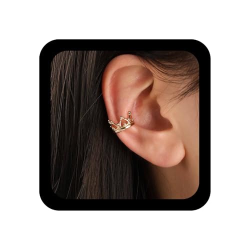 Xduargs Boho Krone Ohr Manschette Ohrringe Gold Krone Wrap Hoop Ohrring Vintage Hohl Prinzessin Manschette Knorpel Ohrringe Kein Piercing Clip Ohrring Schmuck Für Frauen von Xduargs