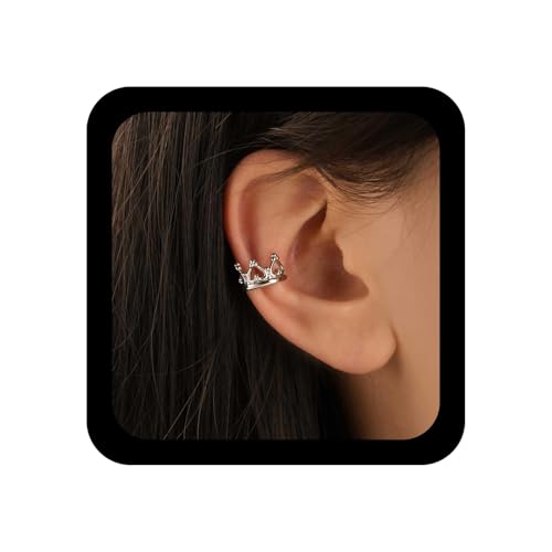 Xduargs Boho Krone Ohr Manschette Ohrringe Silber Krone Wrap Hoop Ohrring Vintage Hohl Prinzessin Manschette Knorpel Ohrringe Kein Piercing Clip Ohrring Schmuck Für Frauen von Xduargs