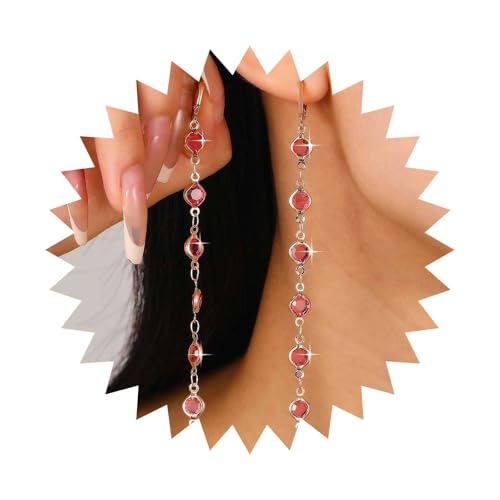 Xduargs Boho Lange Cz Baumeln Ohrringe Rosa Kristall Station Ohrringe Vintage Kristall Perlen Tropfen Ohrringe Personalisierte Saphir Perlen Reif Ohrringe Schmuck Für Frauen von Xduargs