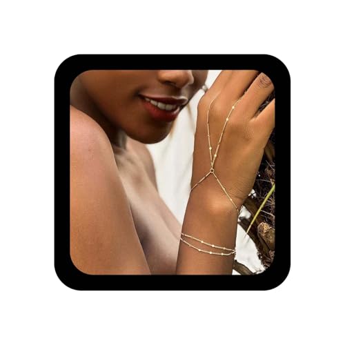 Xduargs Boho Layered Finger Ring Armband Gold Link Kette Armbänder Vintage Line Kette Hand Armband Einfach Einstellbar Sklave Link Armbänder Schmuck Für Frauen von Xduargs