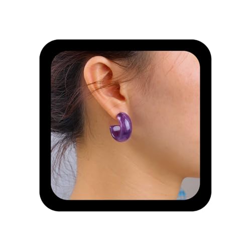 Xduargs Boho Lila Acryl Reif Ohrringe Lila Harz C Form Ohrring Vintage Klobig Reifen Ohrstecker Ohrring Offenen Kreis Ohrstecker Schmuck Für Frauen von Xduargs