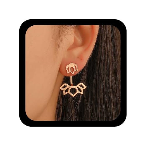 Xduargs Boho Lotus Blume Ohr Jacke Ohrringe Gold Blume Vorne Zurück Ohrring Vintage Hohlen Lotus Ohrstecker Ohrringe Personalisierte Floral Aussage Ohrring Schmuck Für Frauen von Xduargs