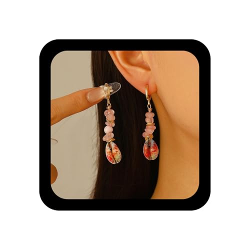 Xduargs Boho Meer Muschel Ohrringe Vintage Kaurimuschel Ohrringe Ozean Sommer Strand Ohrring Naturstein Ohrring Für Frauen (Gold) von Xduargs