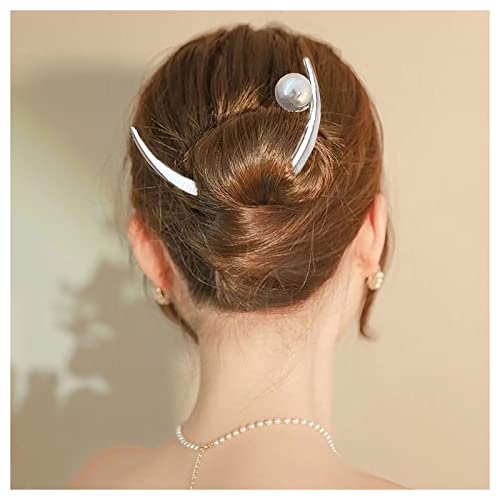 Xduargs Boho Mondsichel Haar Stick Haarspange Vintage Mond Haar Gabel Barrette Große Perle Mond Haarspange Haarnadel Französisch Perle Haar Stick Clip Dekorative Haarschmuck(Stil A) von Xduargs