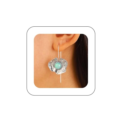 Xduargs Boho Mondstein Lotus Blatt Ohrringe Silber Tribal Unregelmäßige Blatt Ohrringe Vintage Lotus Blatt Fädeln Ohrringe Personalisierte Opal Lotus Aussage Ohrringe Schmuck Für Frauen von Xduargs