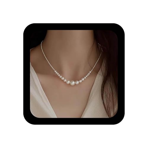 Xduargs Boho Perlen Choker Halskette Weiße Perlenkette Halsketten Vintage Runde Nachahmung Halskette Hochzeit Zarten Perlen Strang Halsketten Schmuck Für Frauen von Xduargs