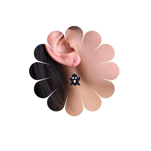 Xduargs Boho Schwarz Harz Geist Baumeln Ohrringe Schwarz Kristall Geist Tropfen Ohrringe Vintage Niedlich Geist Reif Ohrringe Lustige Cartoon Geist Huggie Ohrringe Schmuck Für Frauen von Xduargs