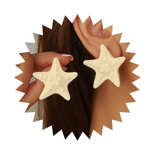 Xduargs Boho Seestern Ohrstecker Weißes Harz Muschel Ohrring Vintage Shell Seestern Ohrringe Sommer Strand Seestern Ohrring Schmuck Für Frauen von Xduargs