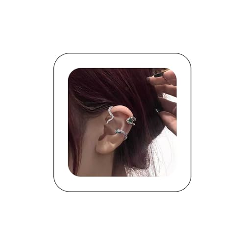 Xduargs Boho Smaragd Schlange Ohrclimber Ohrringe Silber Schlange Manschette Crawler Ohrringe Vintage Serpent Snake Ohrmanschette Ohrringe Punk Schlange Kein Piercing Ohrringe Schmuck Für Frauen von Xduargs