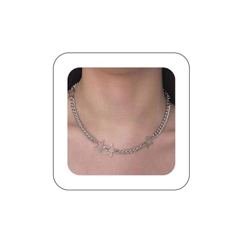 Xduargs Boho Star Choker Halskette Silberne Stern Kette Halskette Vintage Hohl Stern Halskette Verstellbar Punk Stern Halskette Schmuck Für Frauen von Xduargs