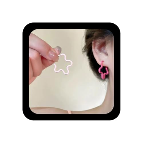 Xduargs Boho Star Hoop Ohrringe Star Drop Hoop Ohrringe Vintage niedliche Blume Dangle Ohrring Candy Blume Ohrring für Frauen (Pink) von Xduargs