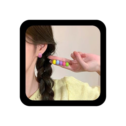 Xduargs Boho Süßigkeiten Farbe Ball Ohrringe Bunte Kleine Ohrringe Vintage Regenbogen Ball Knopf Ohrring Süßigkeiten Perlen Ohrring Für Frauen (rosa) von Xduargs