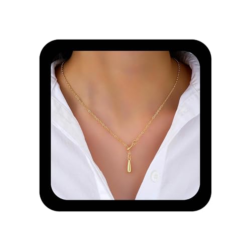 Xduargs Boho Teardrop Anhänger Halskette Gold Wassertropfen Choker Halsketten Vintage Teardrop Y Lariat Halskette Einstellbar Lange Y Drop Kette Halsketten Schmuck Für Frauen von Xduargs