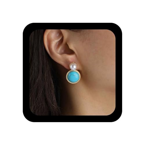 Xduargs Boho Türkis Perlen Ohrringe Blau Türkis Kreis Ohrring Vintage Perlen Ohrstecker Ohrringe Personalisiert Blau Perlen Ohrstecker Ohrring Schmuck Für Frauen von Xduargs
