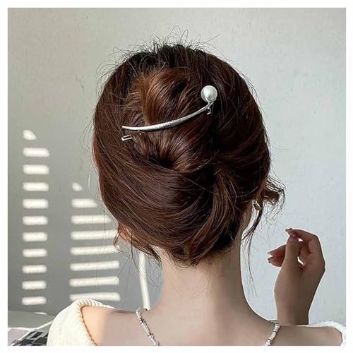 Xduargs Französische Große Perlenhaarspange Silberne Froschschnalle Haarklammern Vintage Perlenclip Haarnadel Einfach Hinterkopfbogen Greifen Haarklammern Dekoratives Haarzubehör Für Frauen von Xduargs