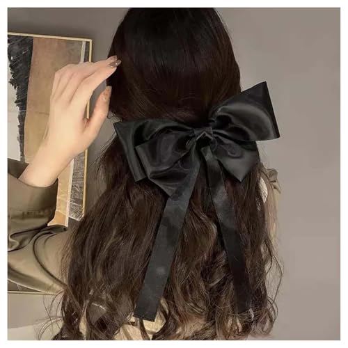 Xduargs Haarspangen mit großer Schleife, Vintage-Stil, Satin, Schleife, schwarze Seide, Haarspange, französische Schleife, Knoten, Haarspange, Haarklammer, Kopfschmuck für Damen Xduargs Haarspangen mit großer Schleife, Vintage-Stil, Satin, Schleife, schwarze Seide, Haarspange, französische Schleife, Knoten, Haarspange, Haarklammer, Kopfschmuck für Damen von Xduargs