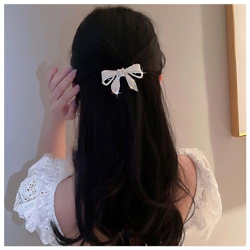 Xduargs Hochzeit Strass Bogen Haarspange Vintage Kristall Bogen Haarspangen Clips Glänzend Kristall Perle Haarnadel Clips Französisch Cz Perle Haarspange Perle Kristall Braut Haarschmuck Für Frauen von Xduargs