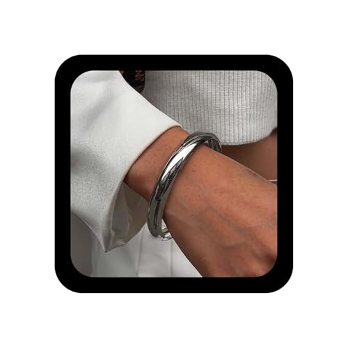 Xduargs Punk Chunky Armreif Armband Silberweite Handgelenksarmbänder Vintage Simple Circle Manschettenarmband Manschette offen verstellbare Armreifarmbänder Schmuck für Frauen von Xduargs