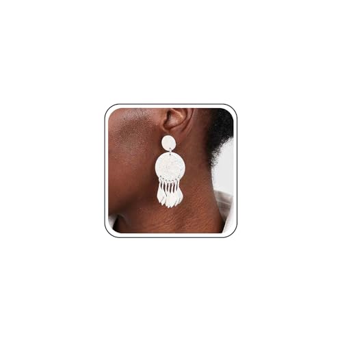 Xduargs Punk Disc Coin Ohrringe Gehämmert Runde Scheibe Tropfen Ohrringe Metall Scheibe Dangleearrings Scheibe Kronleuchter Angabe Ohrringe Für Frauen(silber) von Xduargs