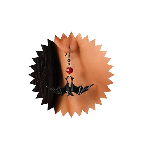 Xduargs Punk Fledermaus Ohrringe Schwarz Tier Fledermaus Ohrringe Vintage Rot Gem Fledermaus Ohrringe Gothic Fledermaus Vampir Haken Ohrringe Schmuck Für Frauen von Xduargs