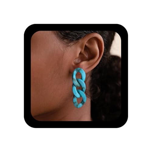 Xduargs Punk Große Kubanische Kette Ohrringe Grün Acryl Kreis Reifen Ohrstecker Ohrring Vintage Büroklammer Kette Huggie Ohrringe Gothic Kabel Link Baumeln Ohrring Schmuck Für Frauen von Xduargs