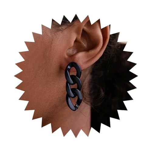 Xduargs Punk Große Kubanische Kette Ohrringe Schwarz Acryl Kreis Reifen Ohrstecker Ohrring Vintage Büroklammer Kette Huggie Ohrringe Gothic Kabel Link Baumeln Ohrring Schmuck Für Frauen von Xduargs