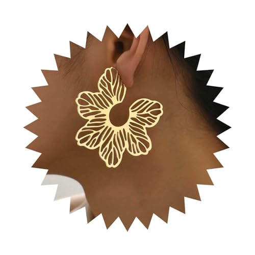 Xduargs Punk Übertrieben Blume Ohrringe Gold Floral Ohrstecker Ohrring Vintage Hohle Blume Reif Ohrring Personalisierte Metall Blumen Ohrringe Schmuck Für Frauen von Xduargs