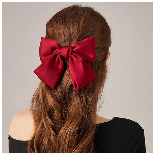 Xduargs Vintage Bow Haarspangen Große Satinschleife Haarspange Barrette Seidenhaarspange Große Bogenknoten Haarspange Satin Ribbion Bogenknoten Clip Kopfschmuck Accessoire Für Frauen Kopfschmuck (rot) von Xduargs