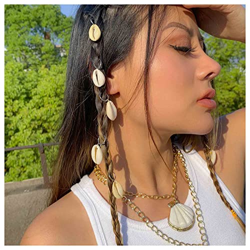 Xduargs Vintage Muschel Dreadlocks Haarringe Winzige Dreadlocks Runder Ring Haarzopf Französisches Meer Muschel Anhänger Haarzopf Ringe Dekorative Kopfbedeckung Haarschmuck (Silber) von Xduargs