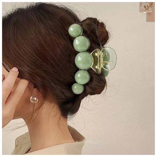 Xduargs Vintage Perlenklauen Clips Starken Halt Haar Kiefer Clips Barrettes Große Perle Klaue Haarspangen Großen Ball Kunststoff Haar Klaue Clips Dekorative Haarschmuck Für Frauen Kopfschmuck (grün) von Xduargs