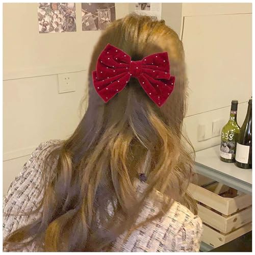 Xduargs Vintage Samtschleife Haarspange Große Samtschleife Barrette Große Winterband Kopfclip Barrette Große Kopfbedeckung Dekorative Haarschmuck Für Frauen Kopfschmuck (rot) von Xduargs