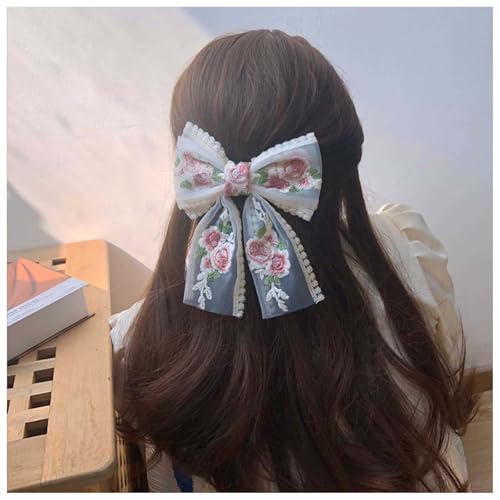 Xduargs Vintage Spitze Bogen Haarspangen Große Tüll Bogen Barrettes Vintage Spitze Band Bogen Haarspange Pins Spitze Blume Französisch Bowknot Haarspange Haarschmuck Für Frauen Kopfschmuck（style B） von Xduargs