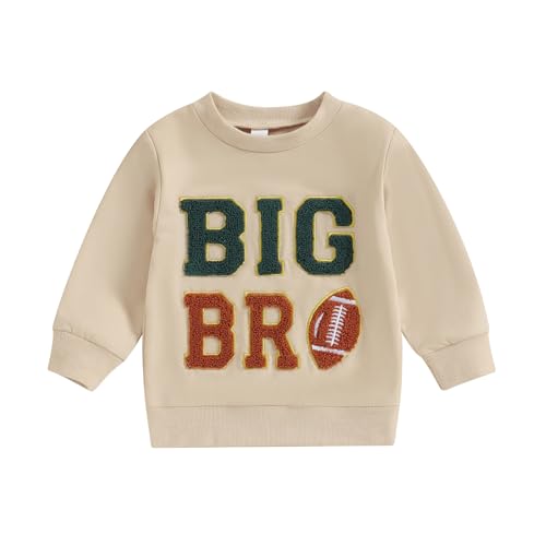 Baby Jungen Brudern Sweatshirt Matching Outfit Langarm Rundhalsausschnitt Brief Drucken Strampler Sweatshirt Big Bro Little Bro Herbst Jumpsuits Tops Shirts Für Jungen (Khaki-C , 2-3 Years ) von Xeadoffubio