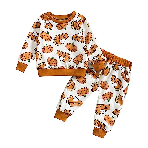 Xeadoffubio 2Pcs Halloween Kleidung Kleinkind Baby Halloween Outfit Kleinkind Jungen Mädchen Herbst Outfits Kürbis Druck Rundhalsausschnitt lange Ärmel Sweatshirts und lange Hosen Halloween Kostüme von Xeadoffubio