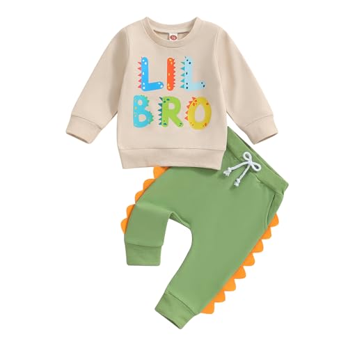 Xeadoffubio Baby Jungen Herbst Outfit Brüder Matching Hosen Set Lil/Big Bro Druck Sportanzug Langarm Lil/Big Bro Buchstaben Stickerei Sweatshirt+Elastsiche Hose Baby Jungen Herbst BeKleidungsset von Xeadoffubio